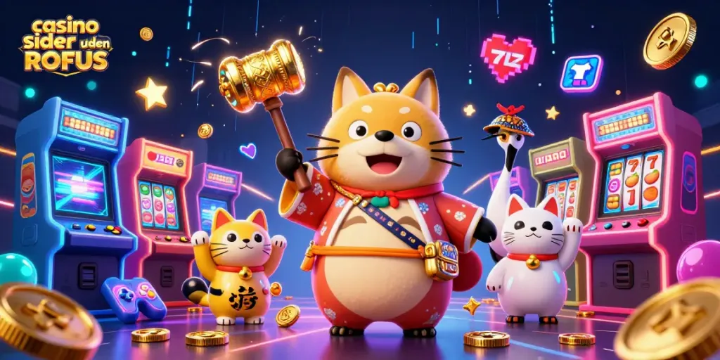 Play exciting games at casino sider uden ROFUS with vibrant characters and dynamic casino elements.