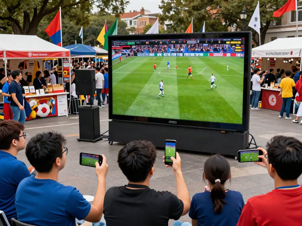 Engaged fans watching live football on large screen, showcasing the community spirit at trang bóng thapcamtv.