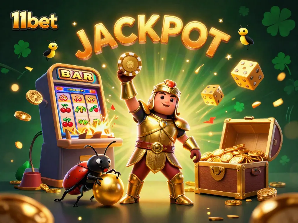 Win big at 11bet with a lively 3D casino scene filled with excitement and joy.