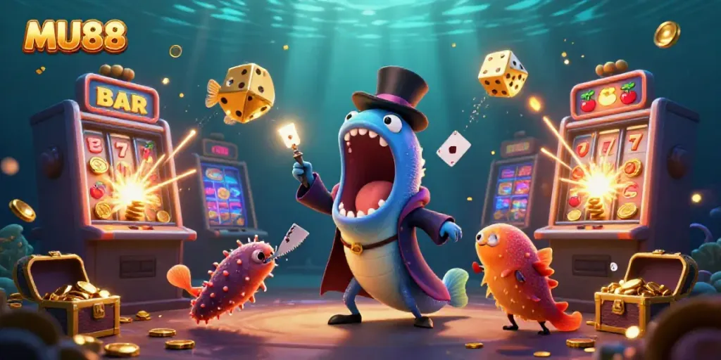 Experience MU88 magic with deep-sea creatures showcasing thrilling casino games and jackpots.