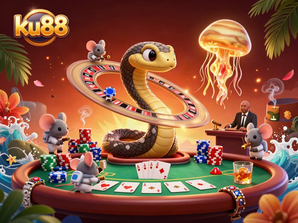 ku88 players enjoying an exciting atmosphere with colorful chips and a roulette wheel themed around Saturn.