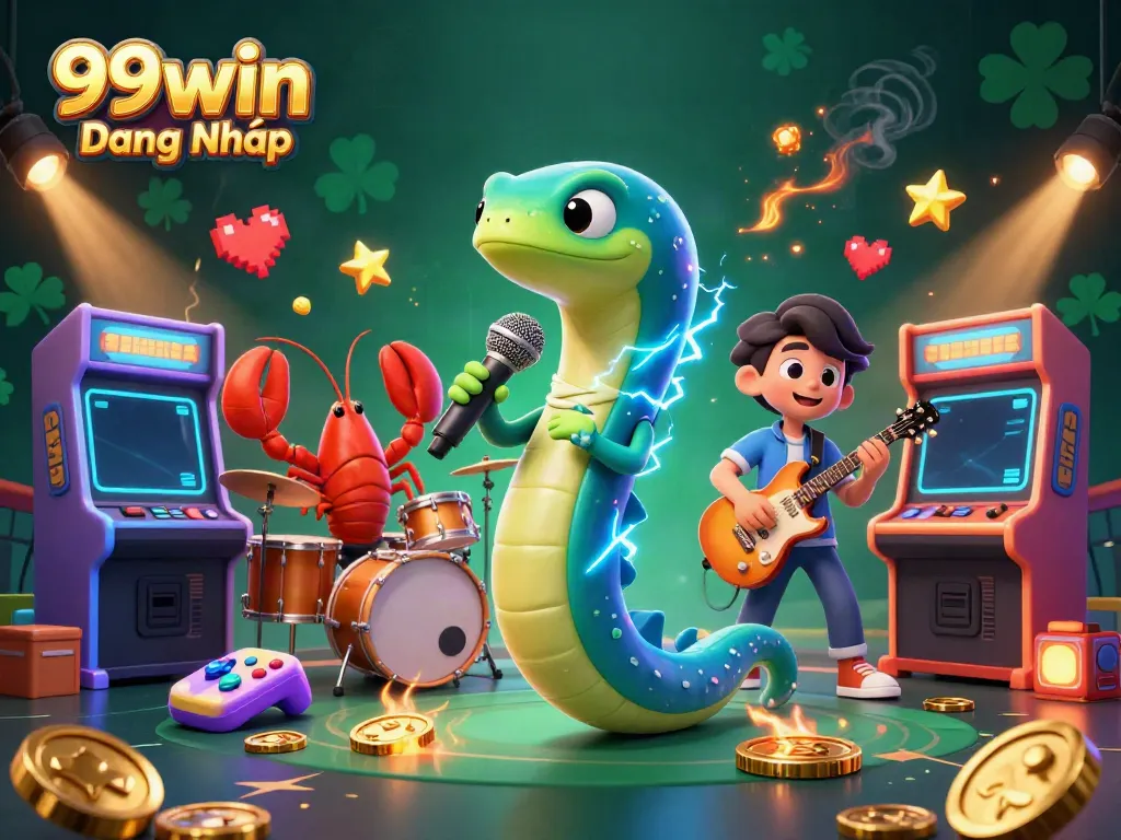 Experience thrilling action with 99win Đăng Nhập featuring a DJ eel and underwater casino elements.