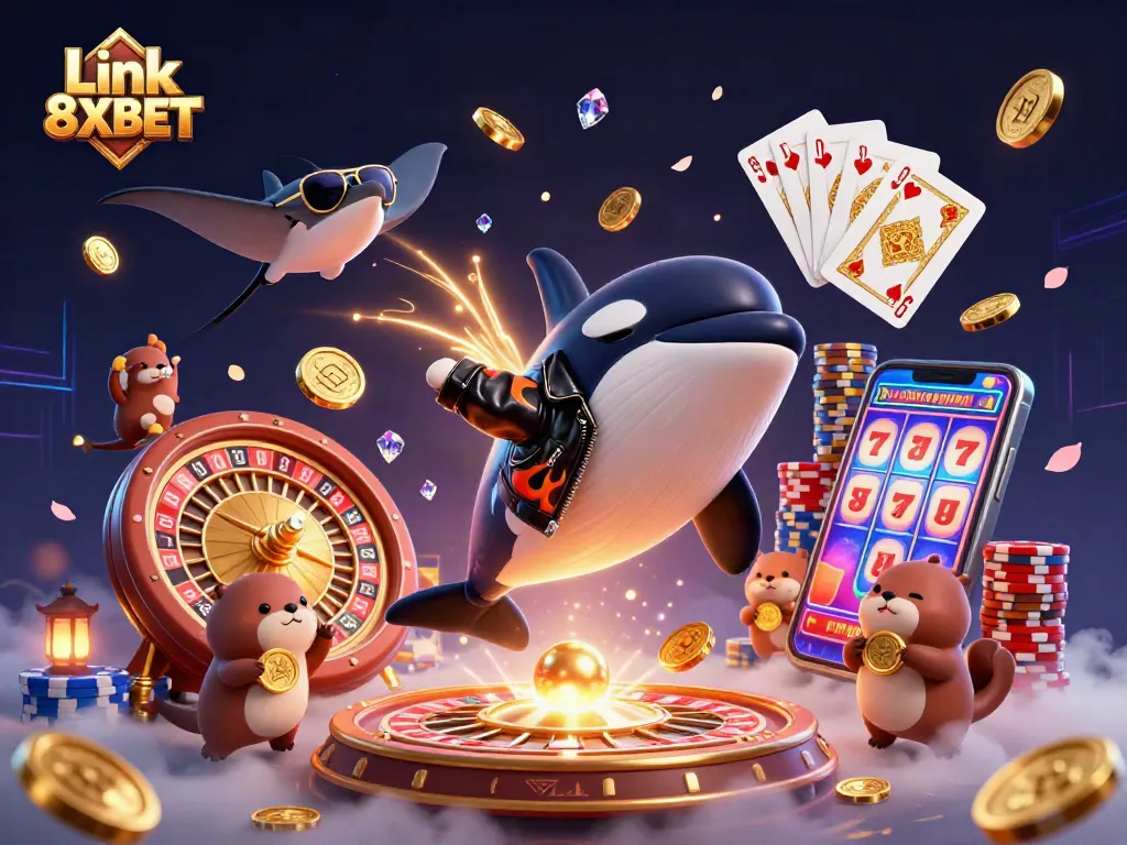 Engage in thrilling gaming adventures at Link 8XBET with golden coins, 3D elements, and exciting characters.