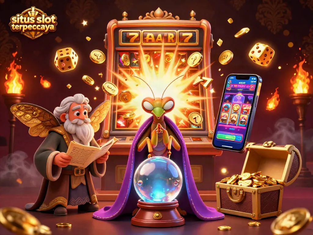 Experience vibrant excitement at situs slot terpercaya with colorful slot machines and glowing game elements.