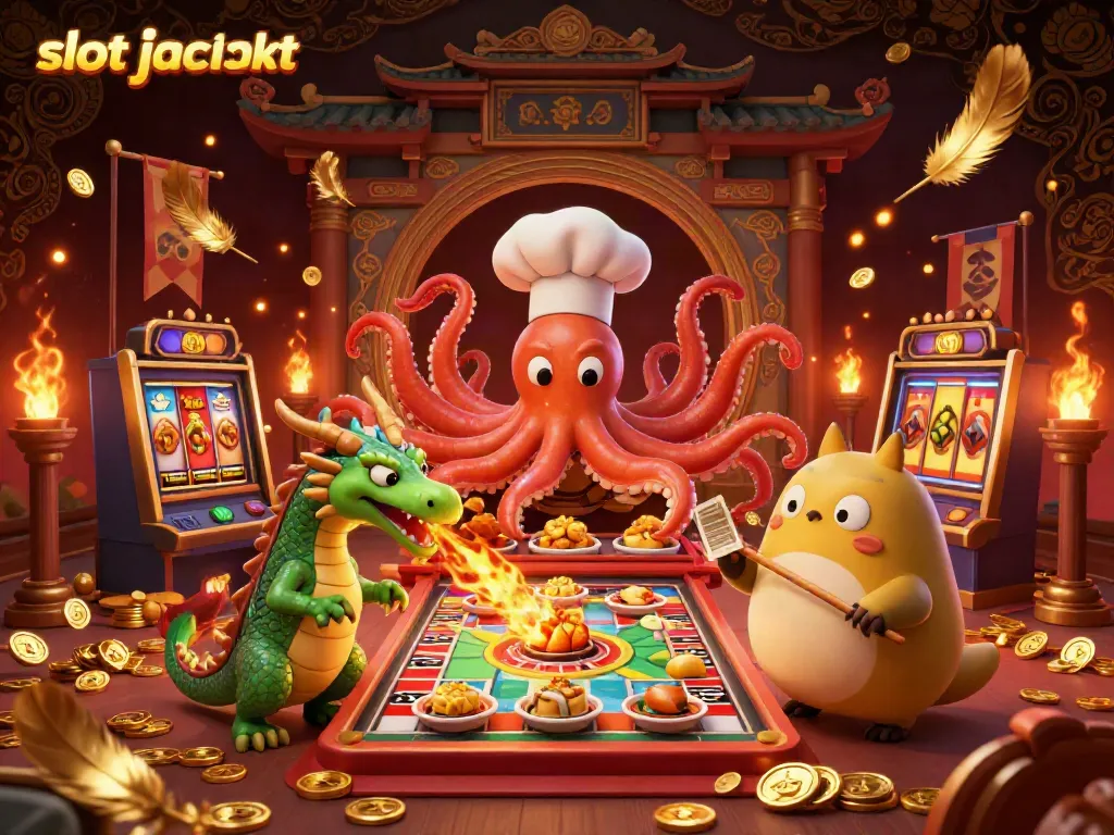 Experience the thrill of slot jackpots with dynamic 3D cartoon characters in a rich casino setting.