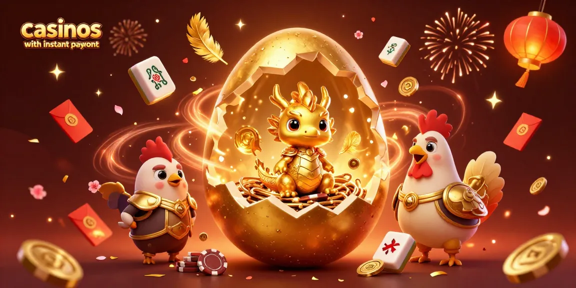 Win big with casinos with instant payout featuring a golden dragon and poker chips.