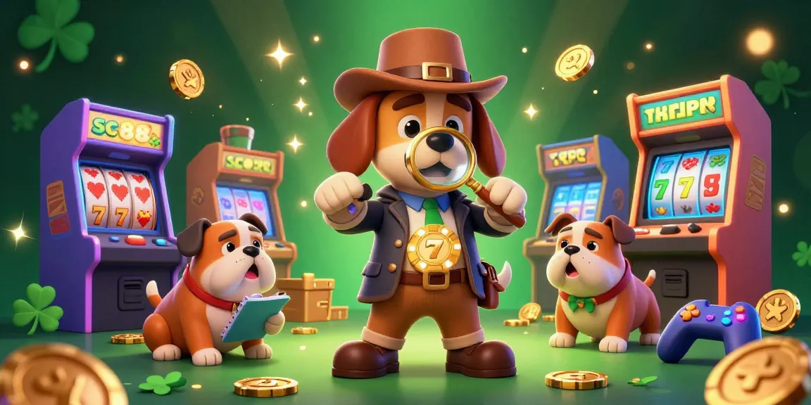 Engage with sc88 slot games featuring a detective and puppy uncovering treasure in this vibrant illustration.